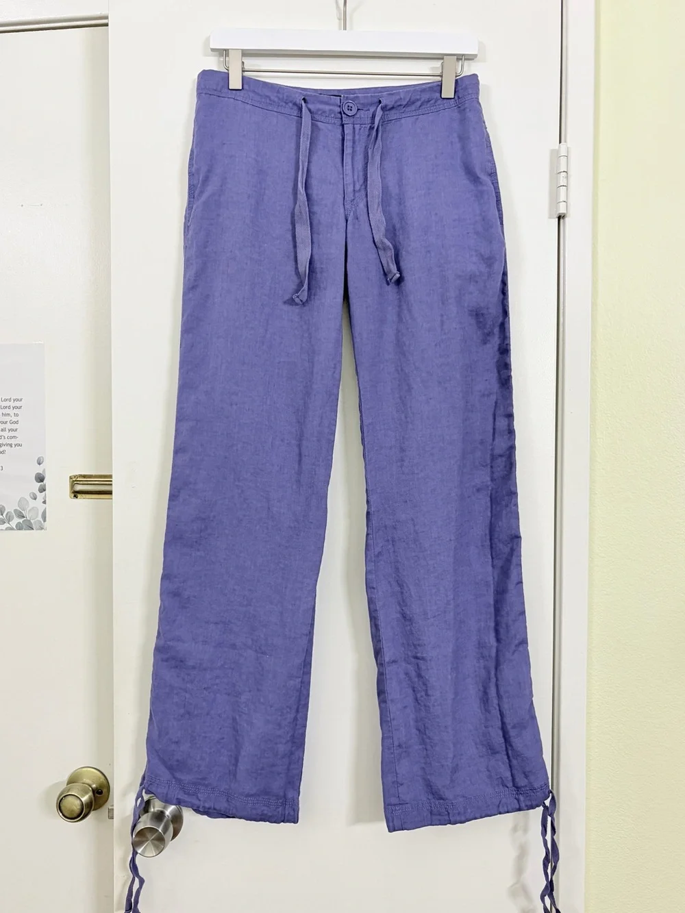 H&M U&Z Linen Pants Size 34 US 2 Purple Low Rise Wide Leg Y2K Boho Coastal